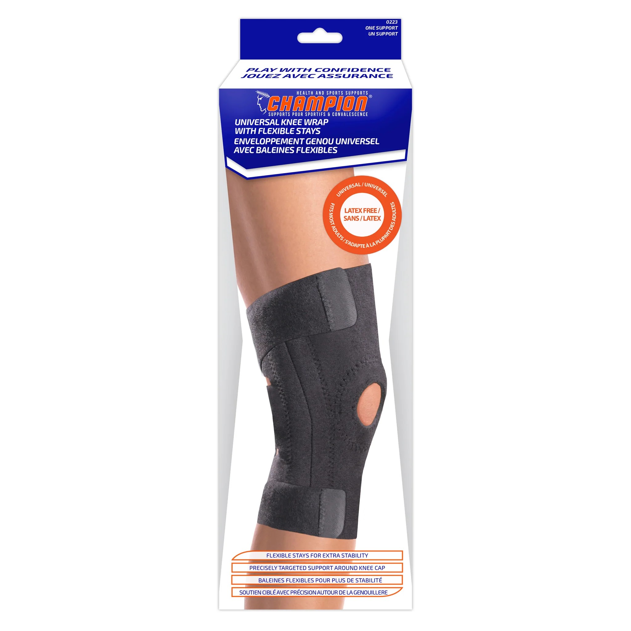 Champion Universal Knee Wrap W/ Flexible Stays One Size 13" - 17 1/2"