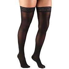 Truform 20plus Strong & Sheer 20-30mm Thigh High With Lace Black X-Large