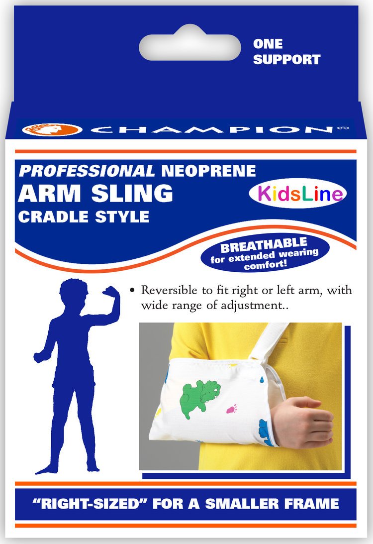 Kids Line Minimum Arm Sling Cradle-Style W/ Thumb Loop Pediatric (5-8") Print Neoprene Reversib