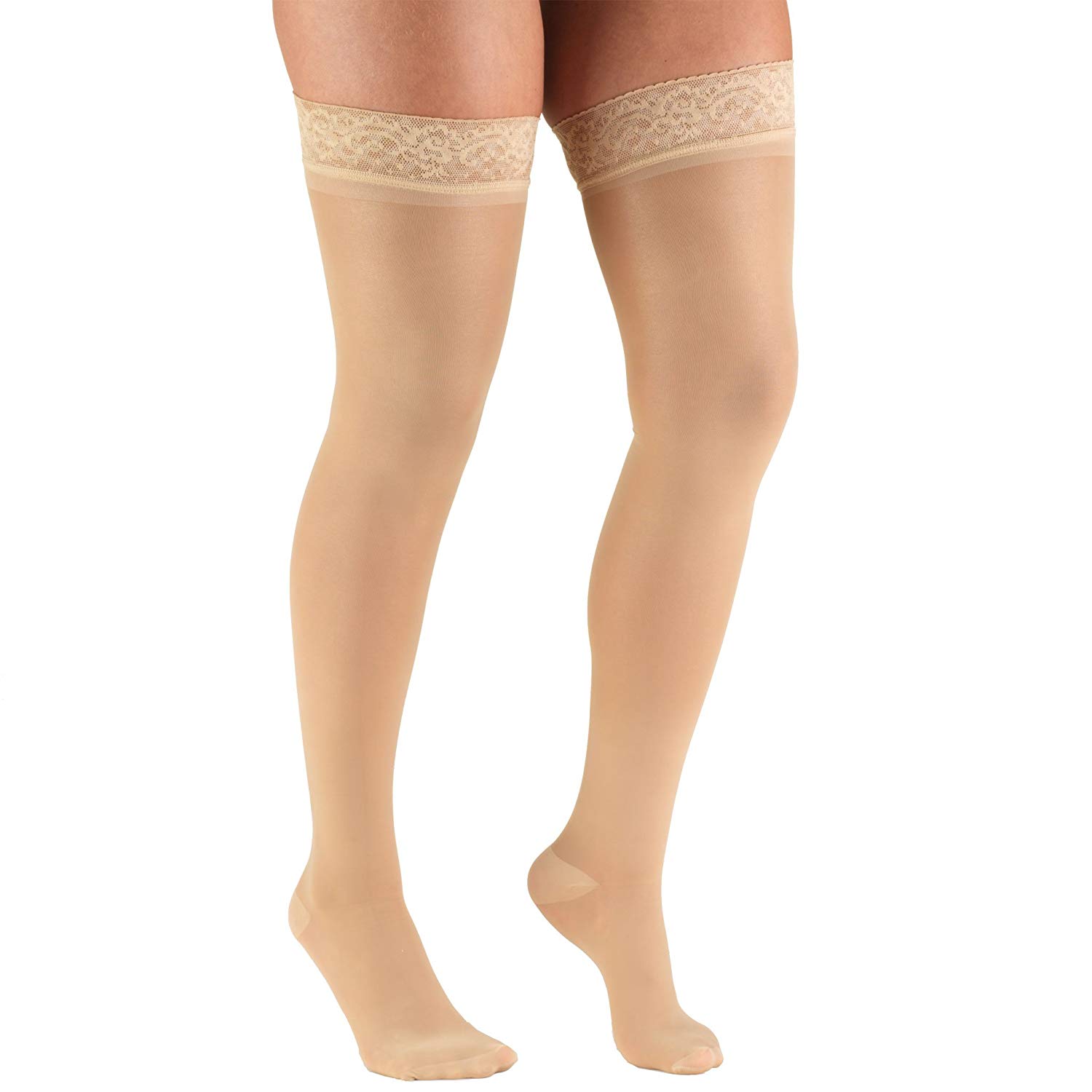 Truform Ladies Opaque 20-30mmhg Knee-High Open-Toe Beige Medium (11 3/4 - 16 1/2") Stockings