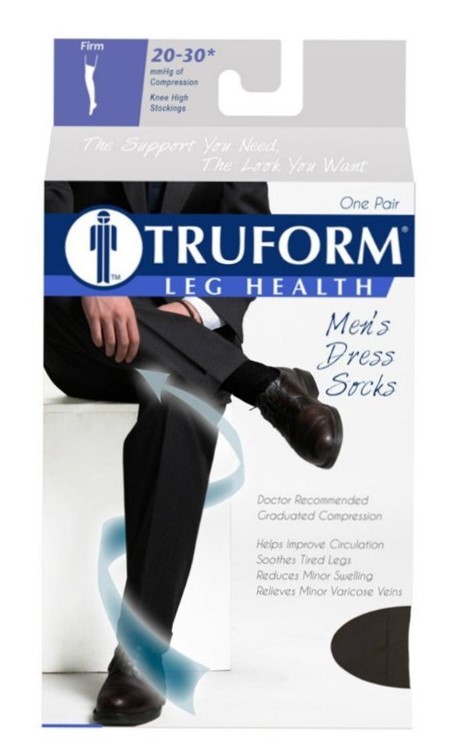 Truform Opaque 20-30mmhg Ladies Knee High Closed Toe Xl (13-19") Compression Stocking Black L