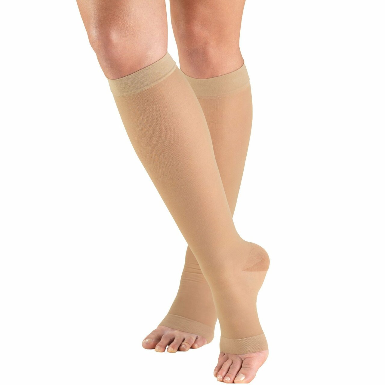 Truform Ladies Opaque 15-20mmhg Knee-High Open-Toe Beige Sm (11 - 15") Compression Stocking
