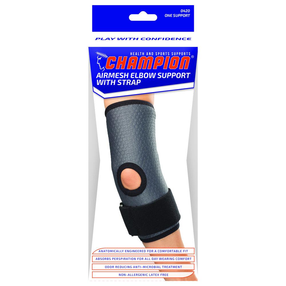 Elbow Sleeve With Strap Charcoal Large