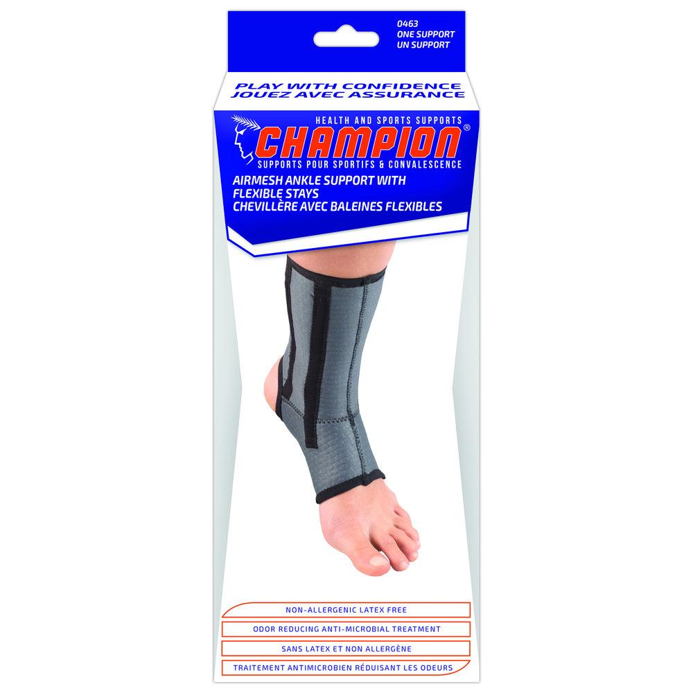 Champion Airmesh Medium Ankle Support W/ Stays Small (6 3/4" - 7 3/4") Charcoal Latex-Free