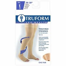 Truform Classic Medical Thigh High Open Toe Compression Socks, 20-30 Mmhg, Dot Top, Beige, Smal