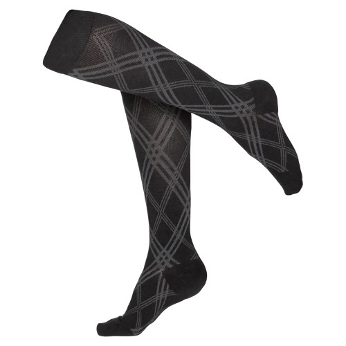 Truform Touch Ladies Knee High 15-20mm Black Argyle,Medium