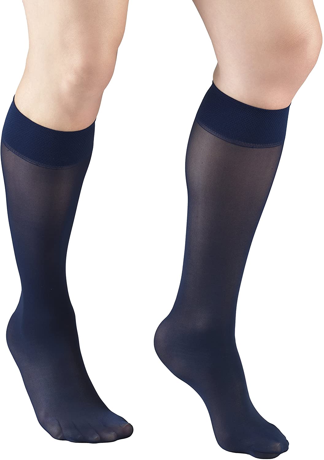 Truform Ladies Lites 8-15mmhg Sheer Knee-High Closed-Toe Navy Md (5 1/2 - 7 1/2 Shoe) Stocking