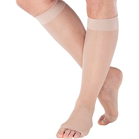 Truform Ladies Sheer Lites 15-20mmhg Knee-High Open-Toe Stocking Md (11 3/4-16 1/2") Beige