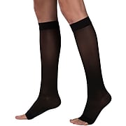 Truform Ladie'S Sheer Support Knee High Open Toe 15-20mmhg Black Large