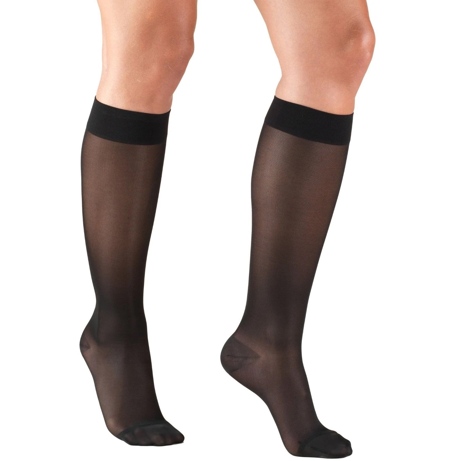 Truform Ladie'S Sheer Lites Support Knee High Close Toe 15-20mmhg Black Small