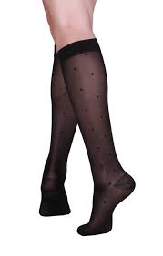 Truform Ladies Sheer 15-20mmhg Dot Pattern Knee-High Closed Toe Xlarge Charcoal Compression Sto