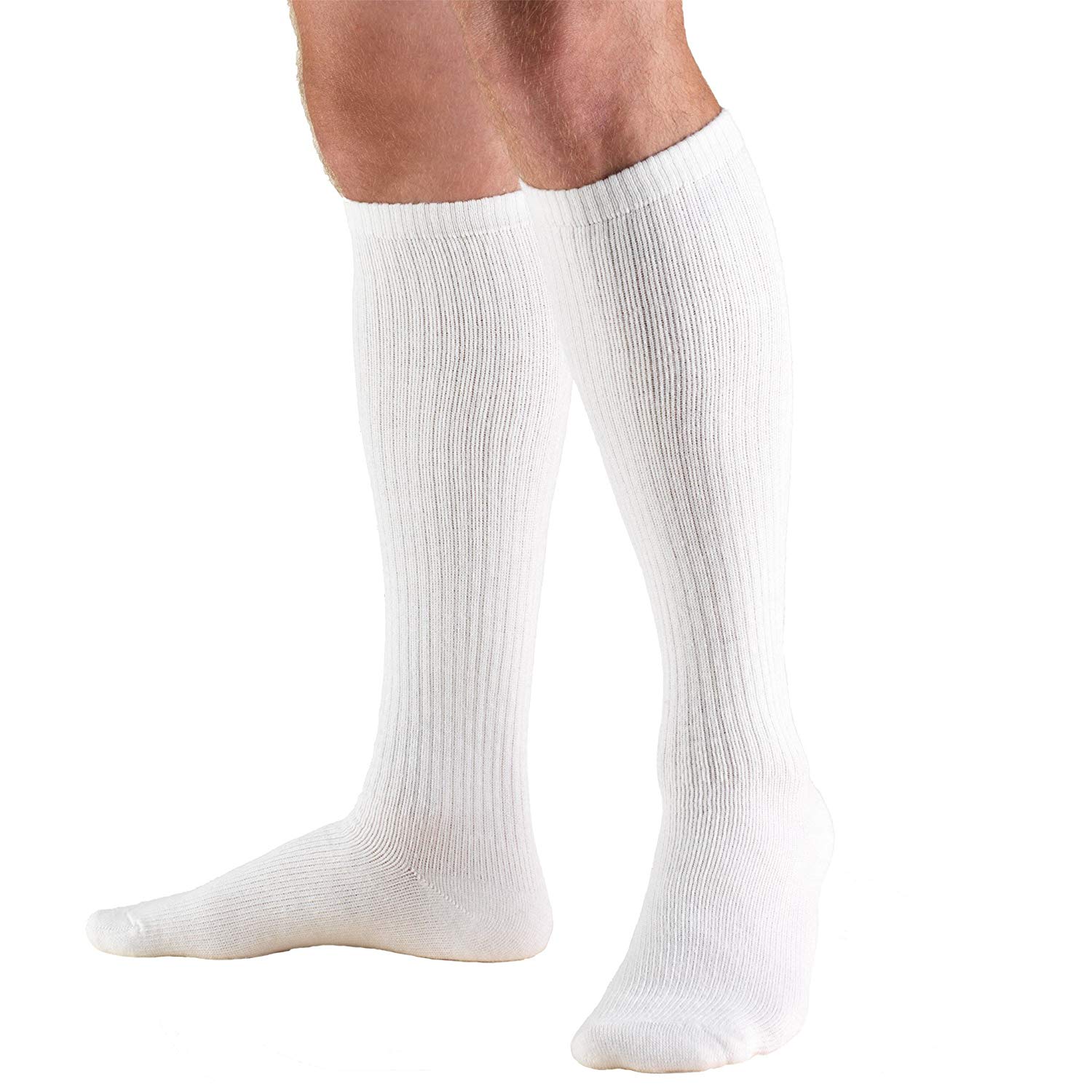 Trusoft Diabetic 8-15mmhg Knee-High Sock Large Men (101/2-12) Women (11 1/2-13") White Latex-Fr
