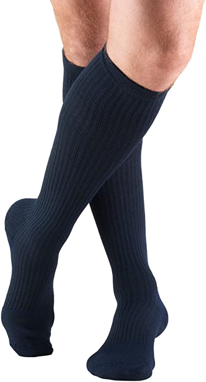 Truform Men'S 15-20mmhg Casual Knee-High L (15 1/2-18") Navy Latex-Free