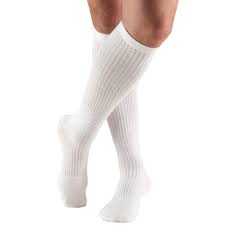 Men'S Casual Knee Compression Socks 20-30 Mmhg White Small