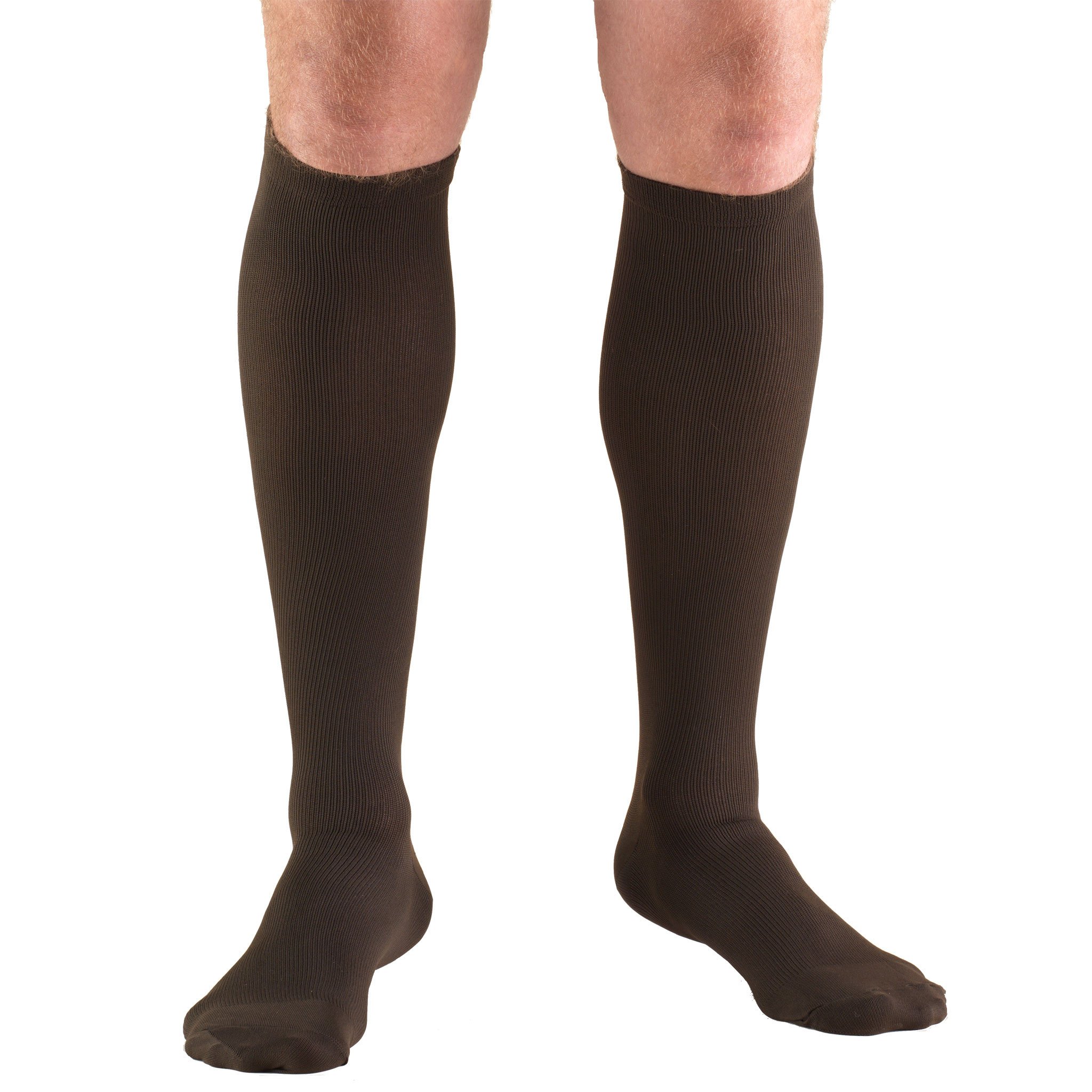 Truform Men'S Dress Style 15-20mmhg Knee-High Compression Sock Brown X-Large (17 1/2" - 20") La