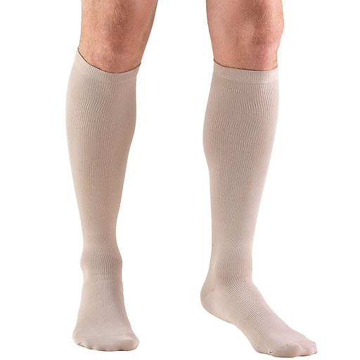 Truform Men'S 20-30mmhg Knee-High Dress-Style Compression Sock Medium (13 1/2" - 16") Tan Late