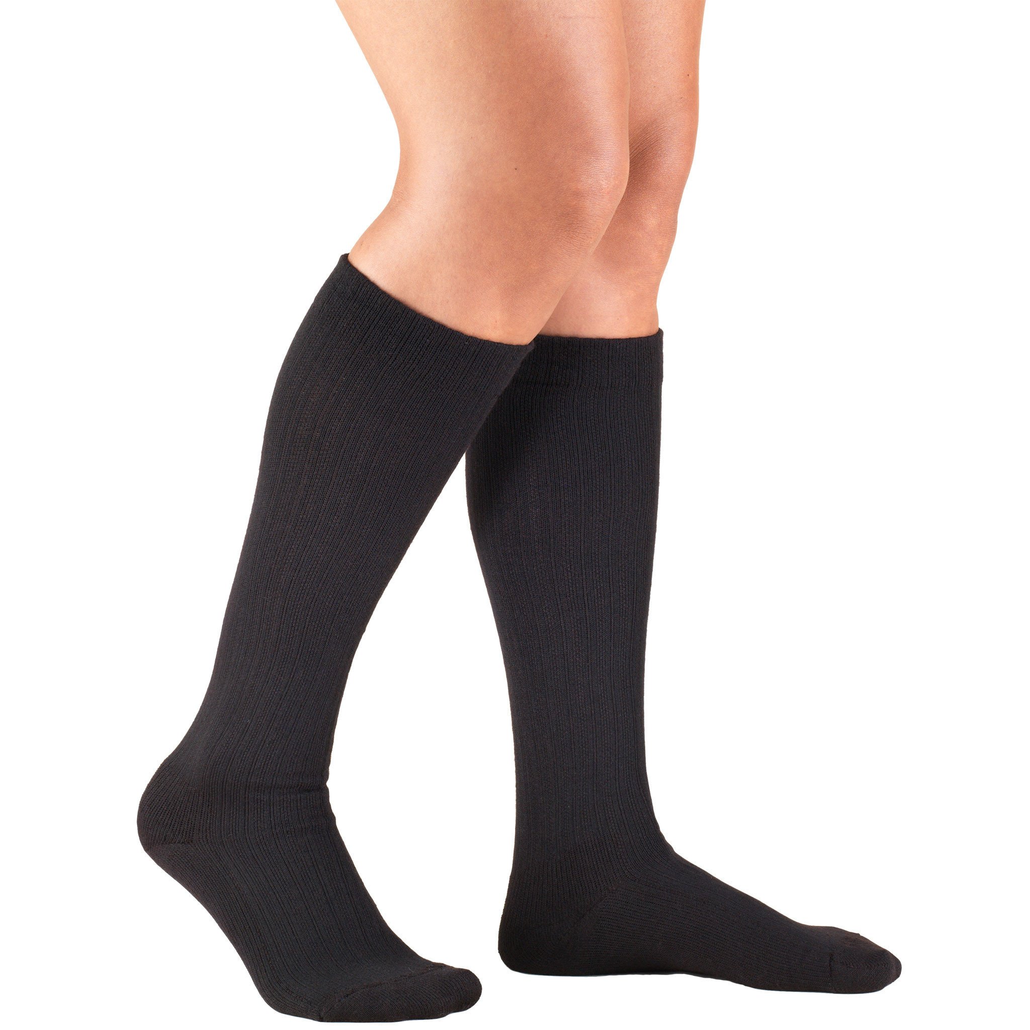 Ladies Casual Compression Socks, Knee High 15-20 Mmhg, Black, Large