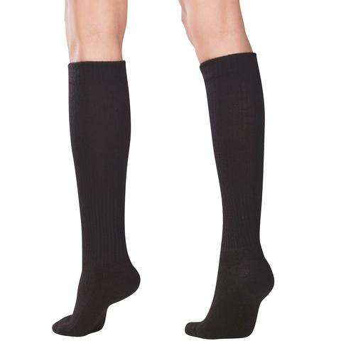 Ladies Casual Compression Socks, Knee High 15-20 Mmhg, Black, Medium