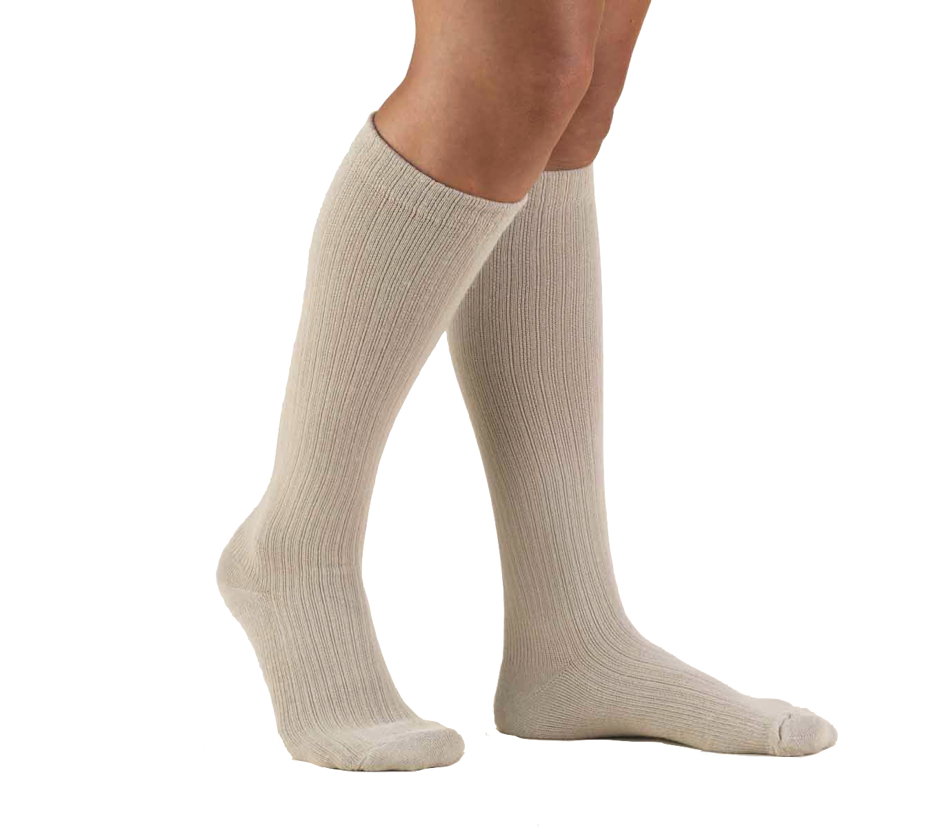 Ladies Casual Compression Socks, Knee High 15-20 Mmhg, Tan, Large
