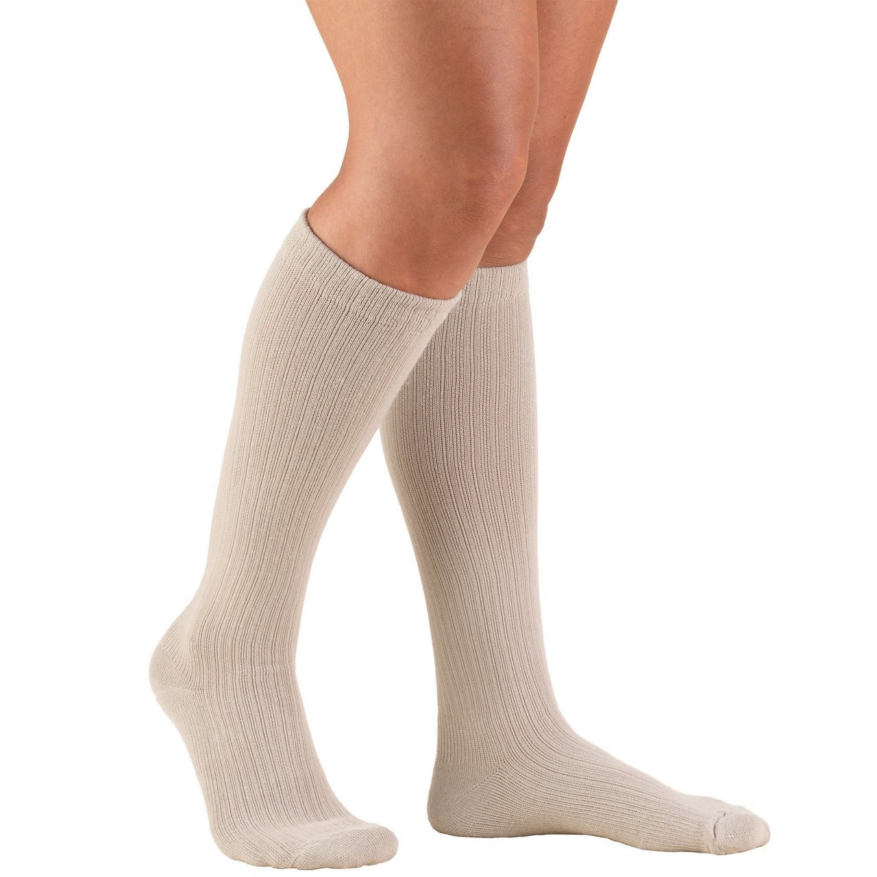 Truform Ladies' Casual 15-20mmhg Knee-High Tan Md (11 3/4 - 16 1/2") Compression Sock Latex-Fre