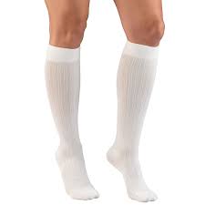 Truform Ladies' 15-20mmhg Rib-Pattern Knee-High Compression Socks Medium (13 1/2" - 16") White