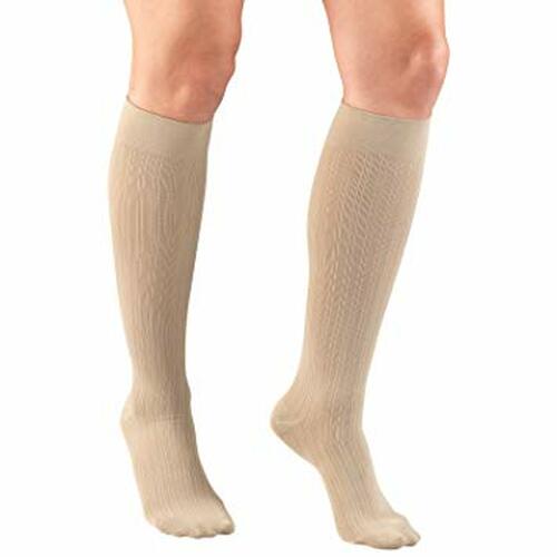 Truform Ladies' 15-20mmhg Rib-Pattern Knee-High Compression Socks Small (11" - 14") White Latex