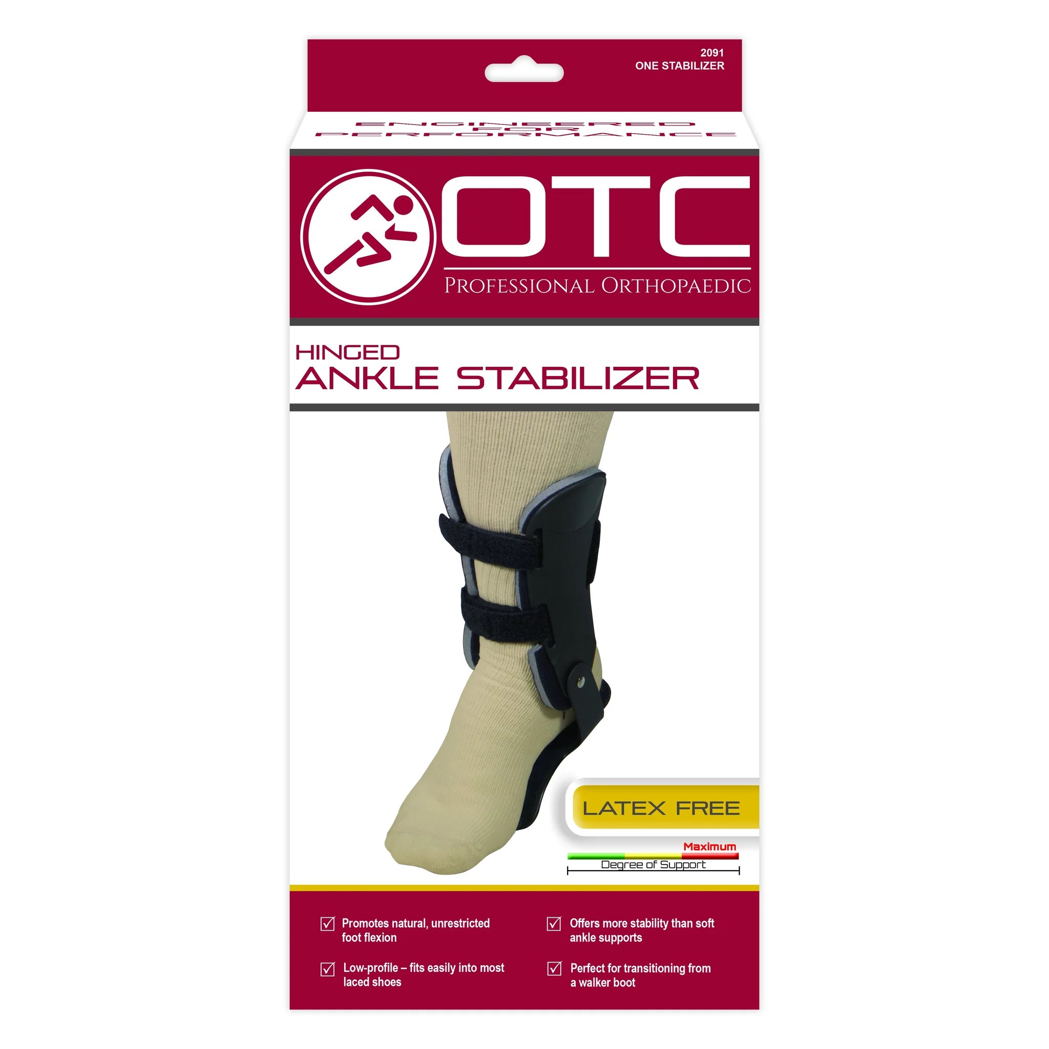 Otc Ankle Stabilizer, Hinged Bars, Left, Medium, Black