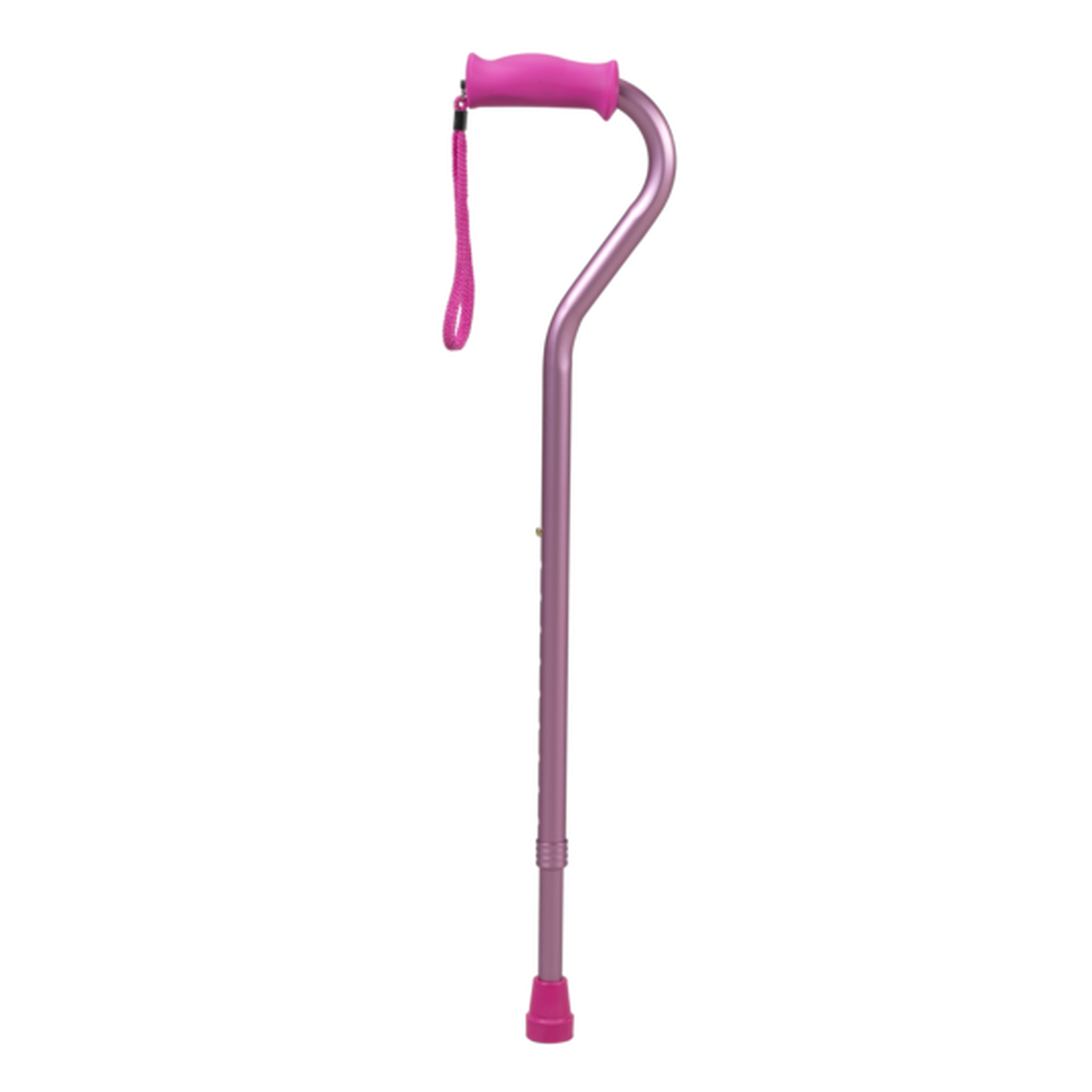 Pcp Offset Cane (30-39") Silicone Handle 7/8" Aluminum Metallic Rose Slip-Resistant Tip 300lbs