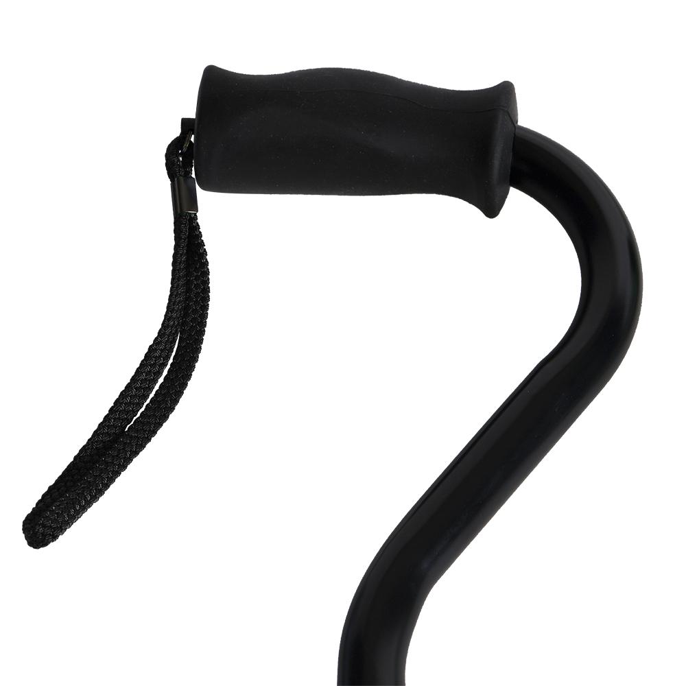Adjustable Cane, Offset Handle, Metallic Black