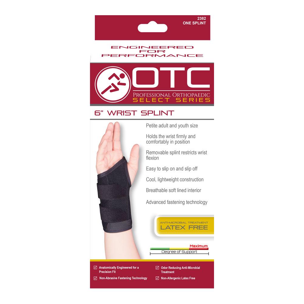 Otc 6" Maximum Wrist Splint Petite Left Xs (4 1/2-5 1/2") Low Contour And Separate Fasteners Bl