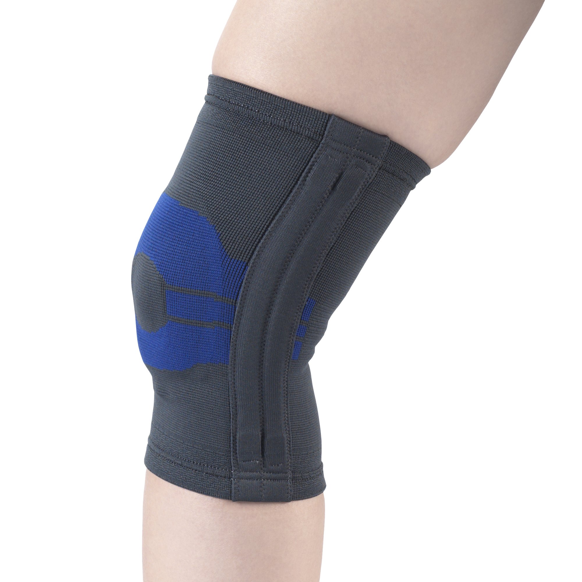 Elastic Knee Support With Side Stays Charcoal, Large