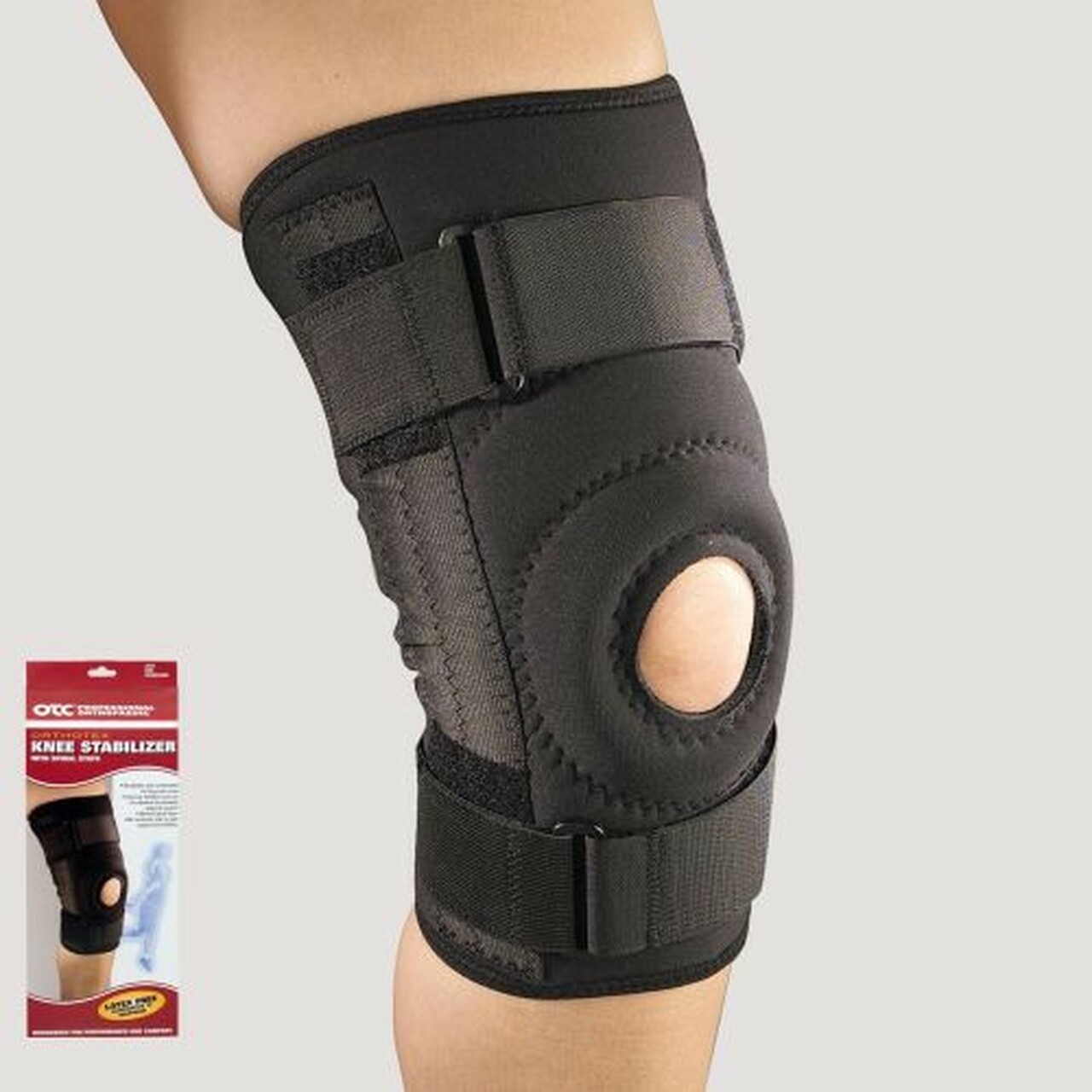 Otc Orthotex Medium Knee Stabilizer Wrap W/ Spiral Stays X-Large (20-22") Black Reversible