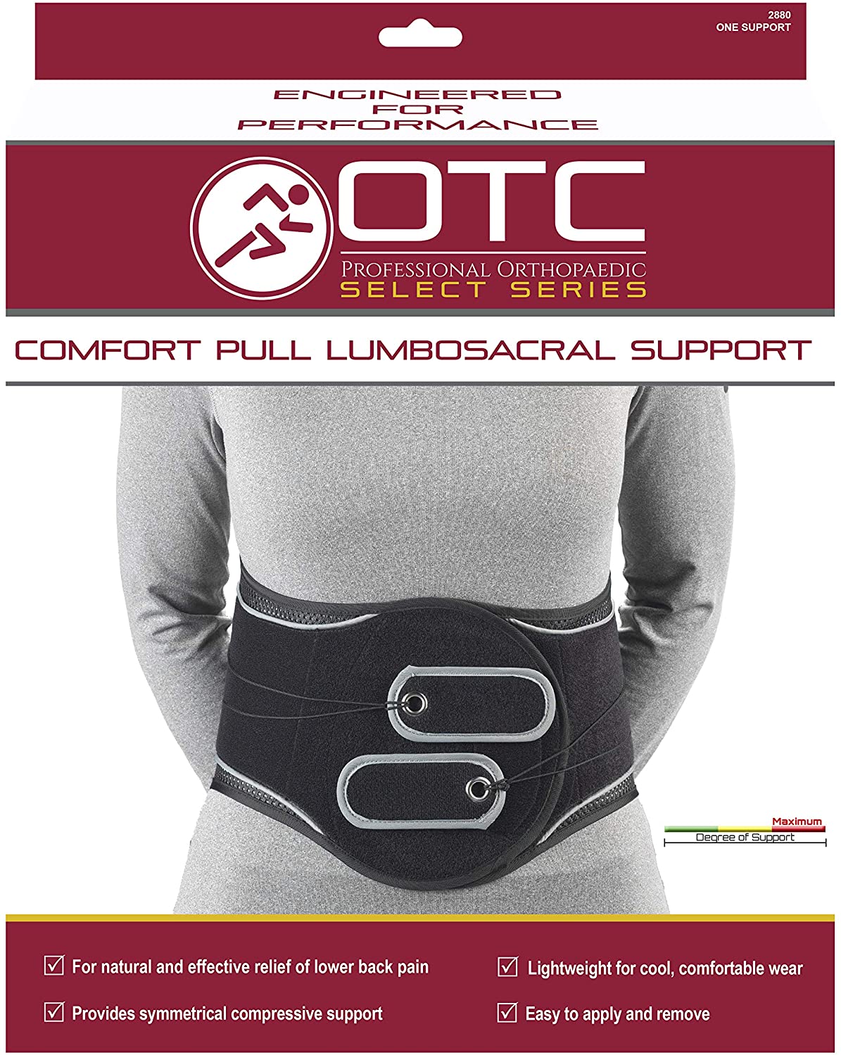 Otc Maximum Comfort Pull Lumbosacral Support Lg (40-46") 8" Back Non-Elastic Airmesh Fabric