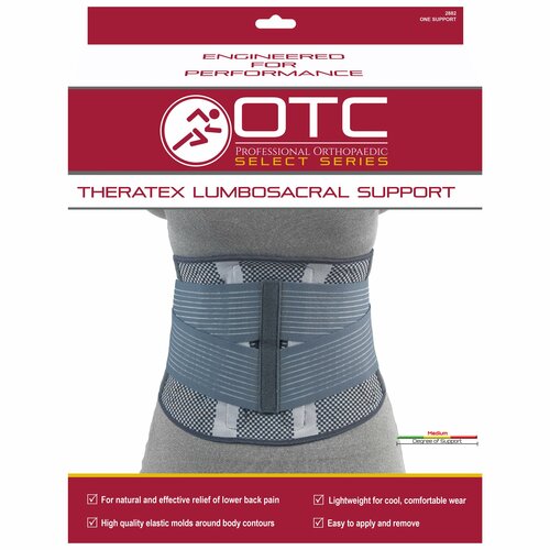 Otc Medium Theratex Lumbosacral Support 4xl (53-58") Grey/Patteren 10" Back W/ Flexible Stays