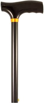 Cane Aluminum Black W/ Fritz Handle 35"L 3/4" Slip-Resistant Metal-Reinforced Rubber Tip (300lb