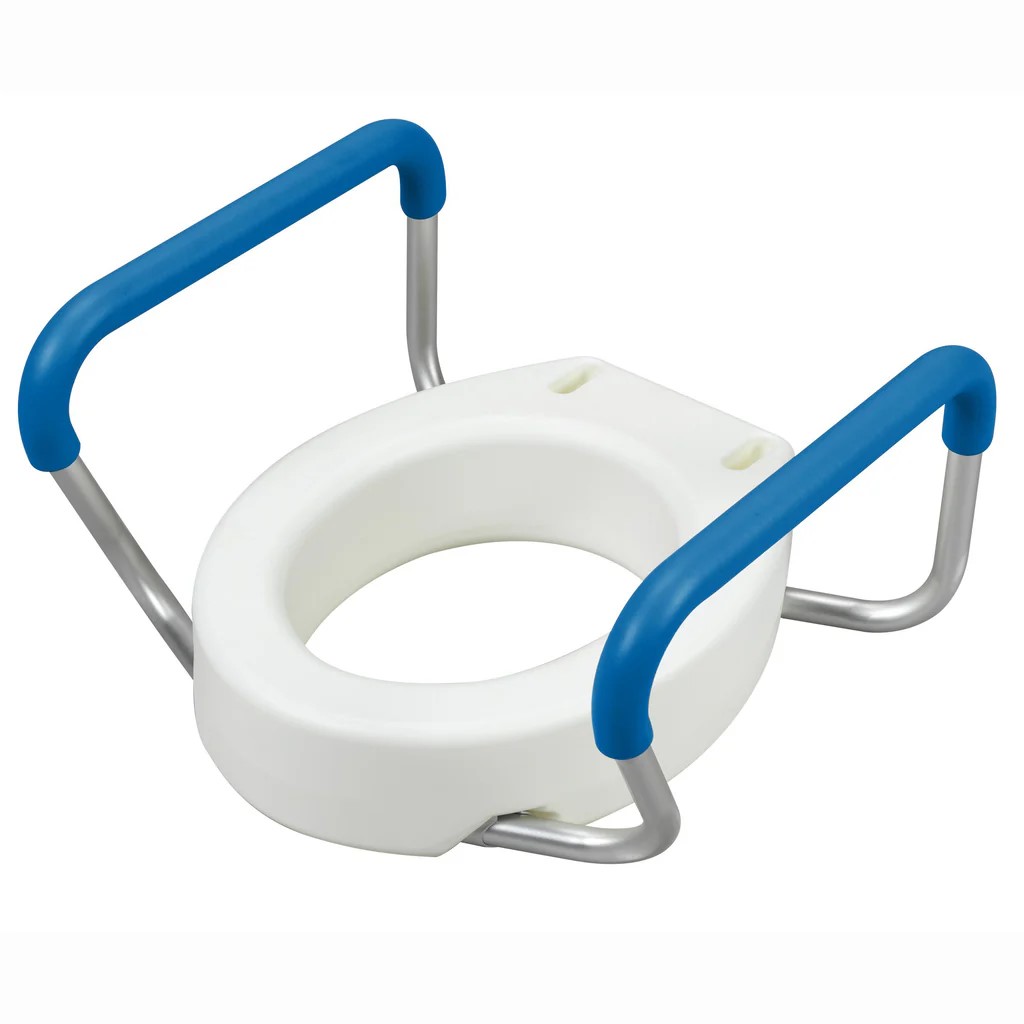 4" Toilet Seat Riser W/ Removable Arms Heavy Duty Molded Plastic 16"W Padded Metal Arms 350lbs