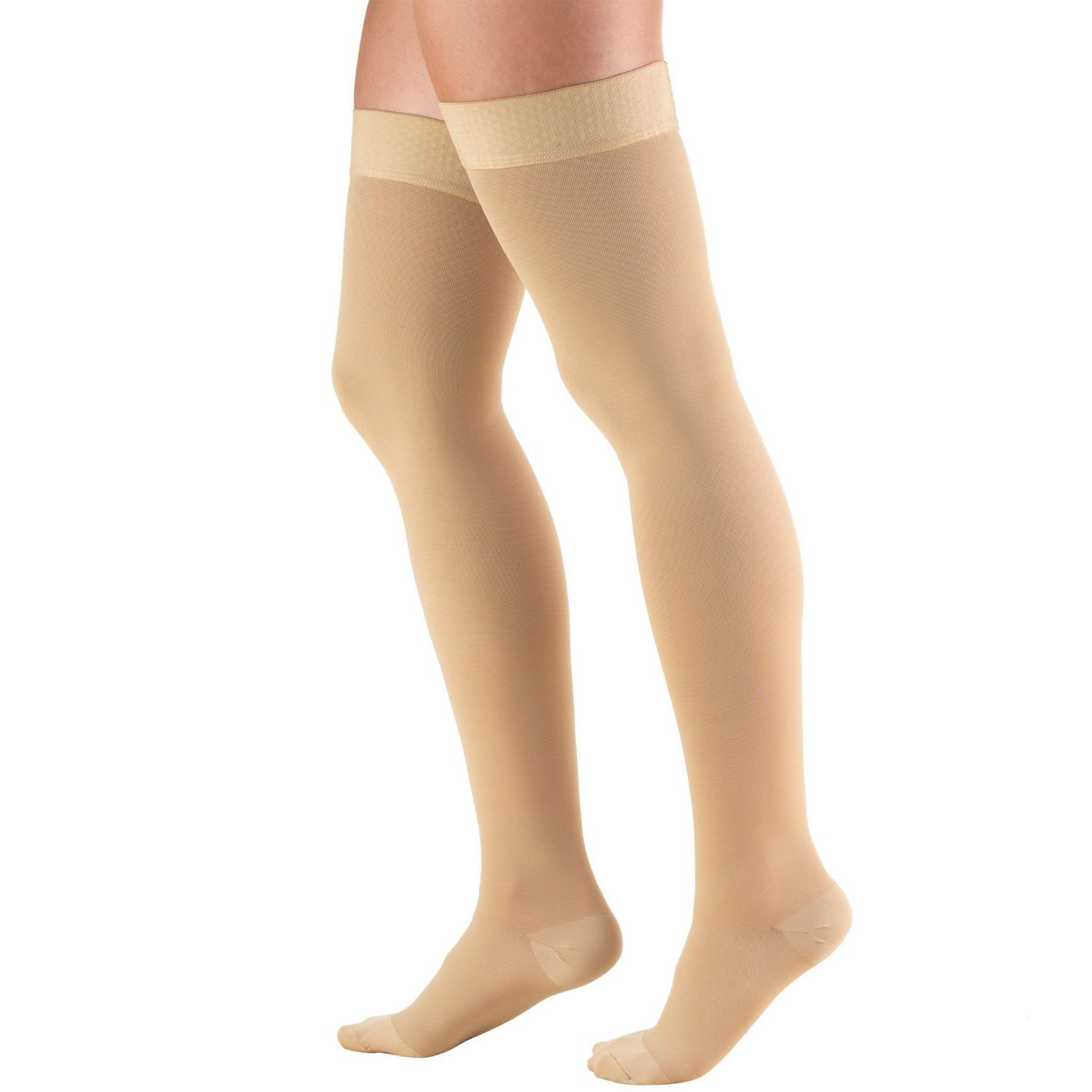 Truform 30-40 Mmhg Thigh High Compression Stockings, Closed-Toe, Beige, Small