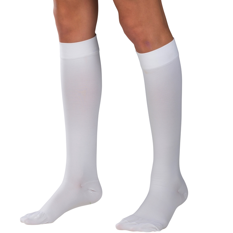 Pr Truform Classic 20-30mmhg Short Knee-High Close-Toe Soft-Top Sock White Md (13 1/2 - 16") Unisex