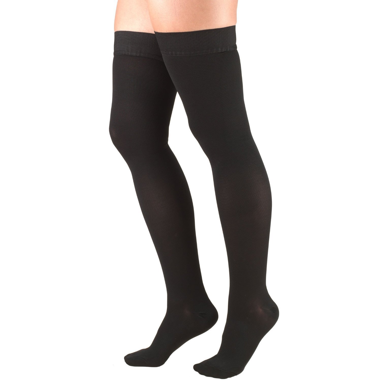 Pr Classic Medical 20-30mmhg Thigh-High Dot-Top Closed-Toe Socks Medium (Up To 22") Black Latex-Free