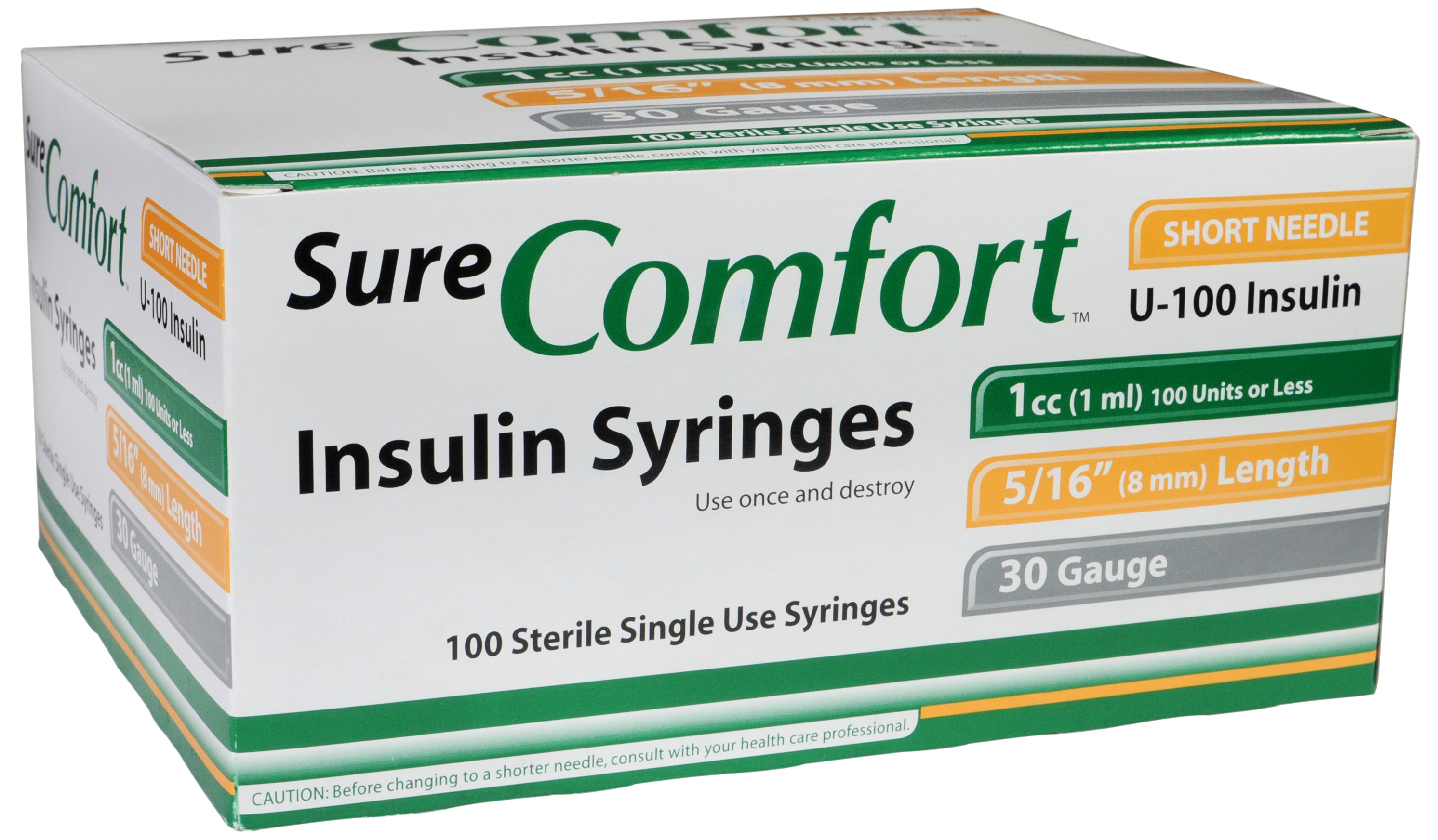 Sure Comfort Insulin Syringe, 30g, 5/16in (8mm), 1cc