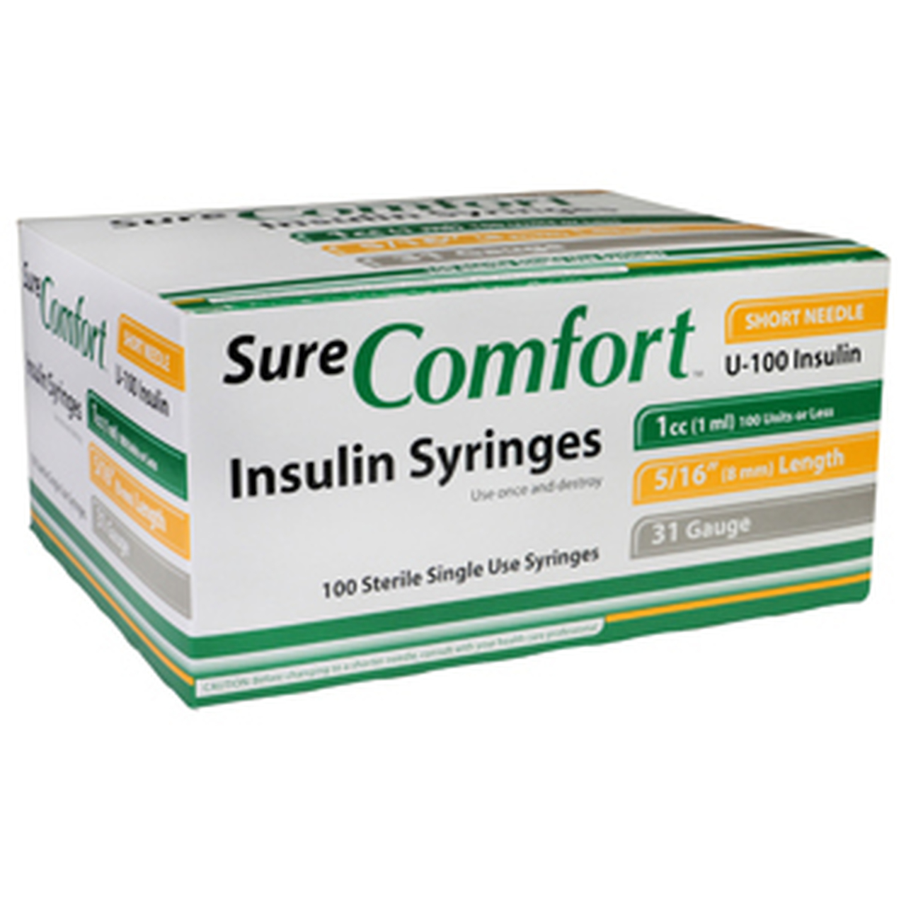 Sure Comfort Insulin Syringe, 31g, 5/16in (8mm), 1cc
