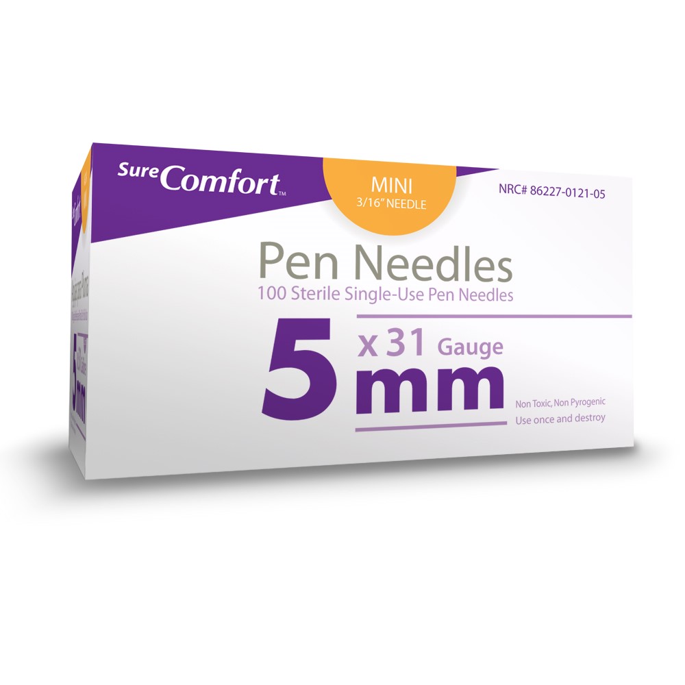 Sure Comfort Pen Needles, 31g, 3/16in (5mm) Mini