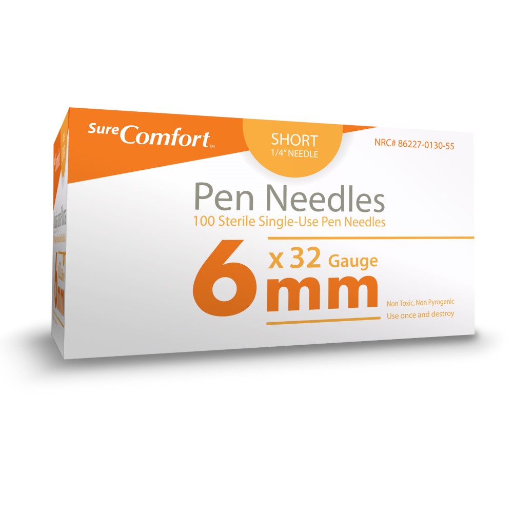 Sure Comfort Pen Needles, 32g, 1/4in (6mm) Short