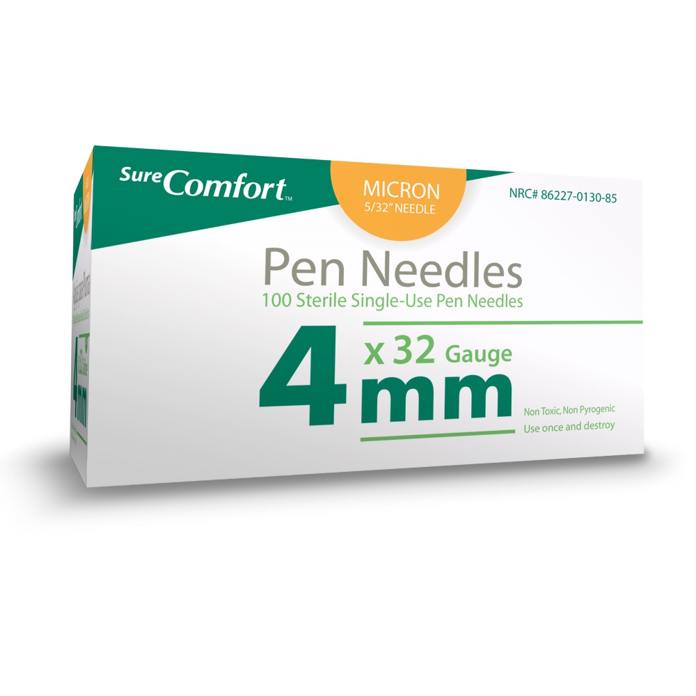 Sure Comfort Pen Needles, 32g, 5/32in (4mm) Mini