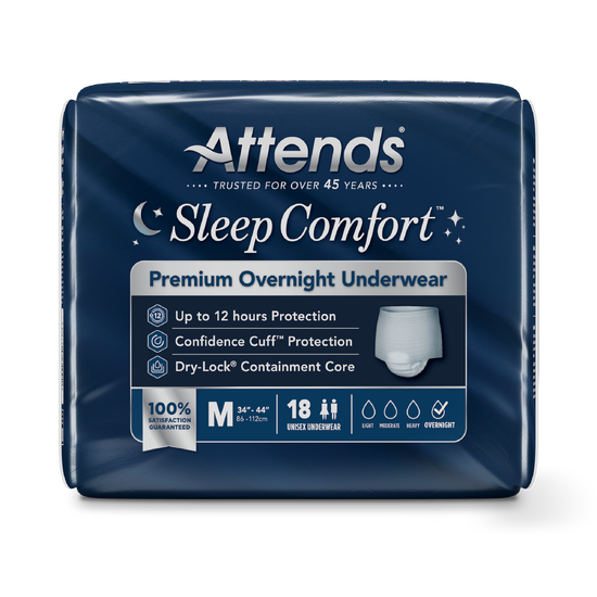 52638 Sleep Comfort™ Premium Overnight Underwear- Medium (34”-44“) - 4 Bags Of 18