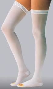 Jobst Anti-Embolism/Gp Stockings 8-15mmhg Thigh-High Open-Toe Large Regular Blue/White Latex-Fr
