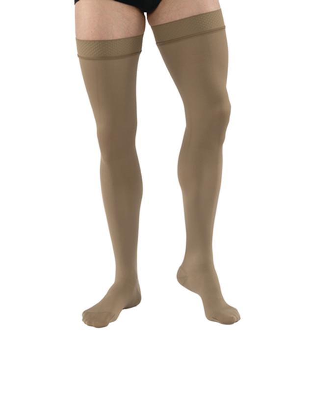 Jobst Medical Leg Wear, Men, Ribbed, Thigh High W/Sil Dot Band, 30-40mmhg, Sm, Khaki, Closed To