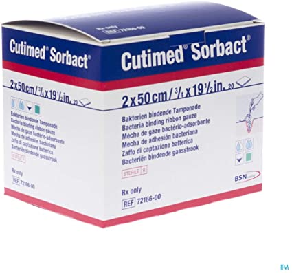 Cutimed Sorbact Antimicrobial Ribbon W/Bacteria Binding Action 2cm X 50cm