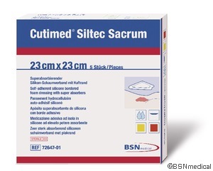 Cutimed Siltec B Foam Dressing W/Super Absorb And Sil Layer, Sacrum, Adh Border, 23cm X 23cm