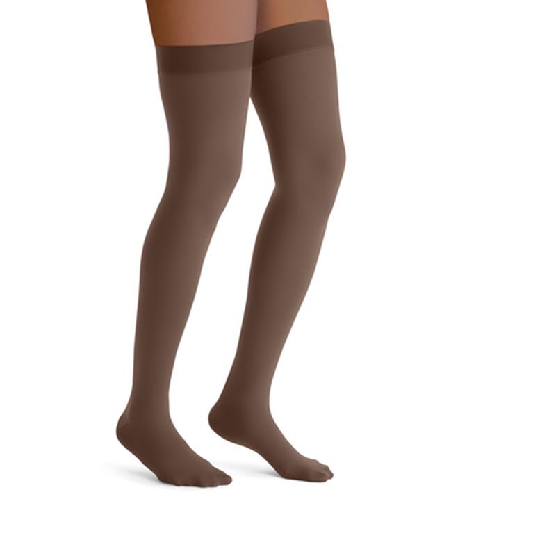 Jobst Opaque Women, Thigh High W/Sil Dot Band, 15-20mmhg, Lg, Espresso, Closed Toe
